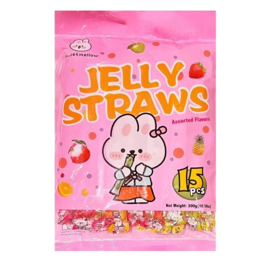 Jelly Straws Assorted Flavors - Cannucce di gelatine alla frutta (Confezione da 30 pezzi)
