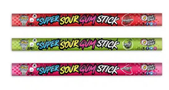 Brain Blasterz Sour Super Gum Stick (Confezione da 30 pezzi)